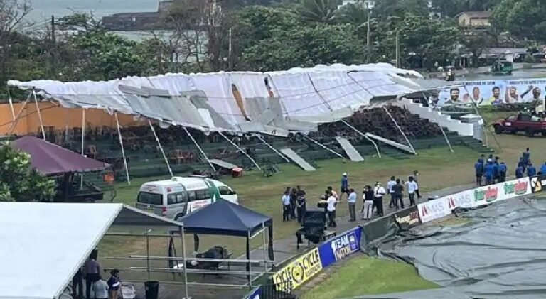 ശ്രീലങ്ക ഓസ്ട്രേലിയ ടെസ്റ്റ് മത്സരത്തിനിടെ സ്റ്റേഡിയത്തിൻ്റെ മേൽക്കൂര തകർന്നു