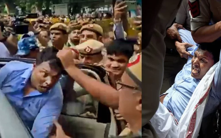 തലമുടിയിൽ കുത്തിപ്പിടിച്ച് അറസ്റ്റ് നടപ്പാക്കൽ, കോൺഗ്രസ് സമരത്തിനെതിരായ ഡൽഹി പൊലീസ് അതിക്രമങ്ങൾ വൈറൽ