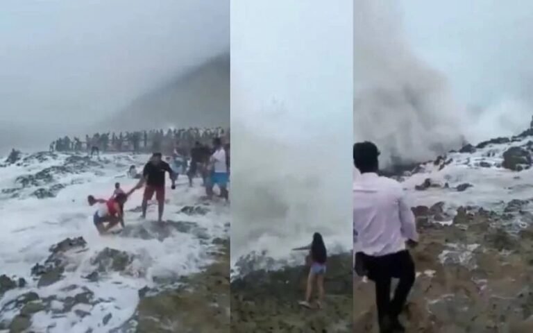 സലാലയിൽ ഇന്ത്യക്കാർ കൂറ്റൻ തിരമാലയിൽ അകപ്പെട്ട നടുക്കുന്ന ദൃശ്യം; എട്ടുപേർ ഒഴുകിപ്പോയി