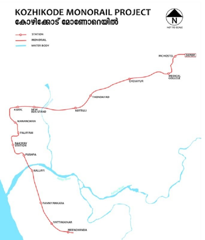 കോഴിക്കോട് മെട്രോ ഓടുക മാവൂർ റോഡിന് മുകളിലൂടെ