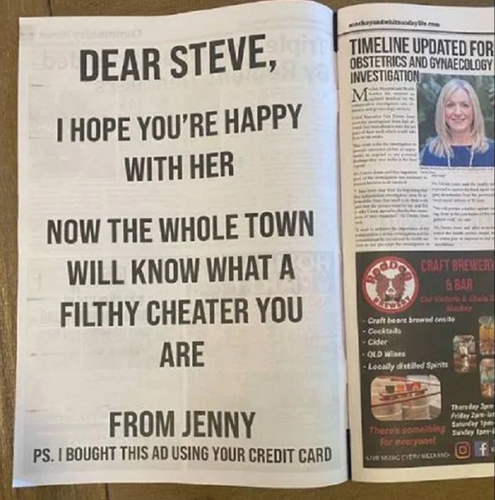 “നീ ഒരു ചതിയനാണ്”  തേച്ചിട്ടു പോയ കാമുകനെ കുറിച്ച് ഫുൾ പേജ് പരസ്യം നൽകി യുവതി