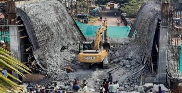 നാഷണൽ ഹൈവേ നിർമ്മാണത്തിനിടെ പാലം തകർന്നു വീണു