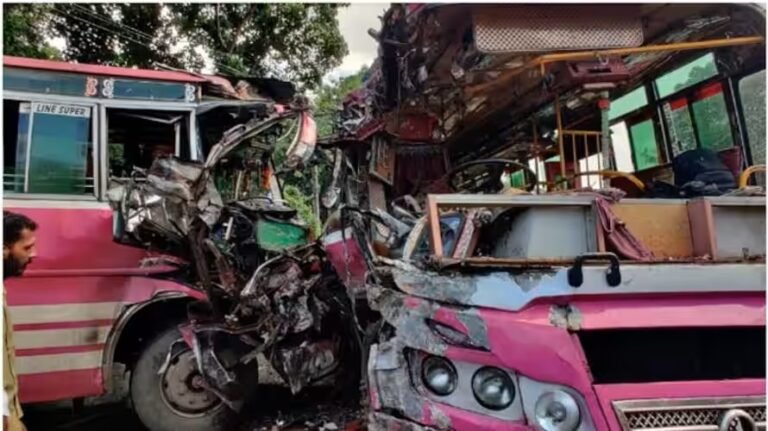 ബസുകളുടെ വേഗപരിധി വർധിപ്പിച്ചതിന് പിന്നാലെ കൂട്ടിയിടി, 40 പേർക്ക് പരുക്ക്, രണ്ടു പേർ ഗുരുതരാവസ്ഥയിൽ