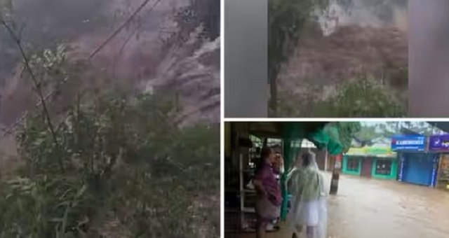 പാലക്കാട് പാലക്കയത്ത് ഉരുൾപൊട്ടി, അങ്ങാടിയും വീടുകളും വെള്ളത്തിൽ